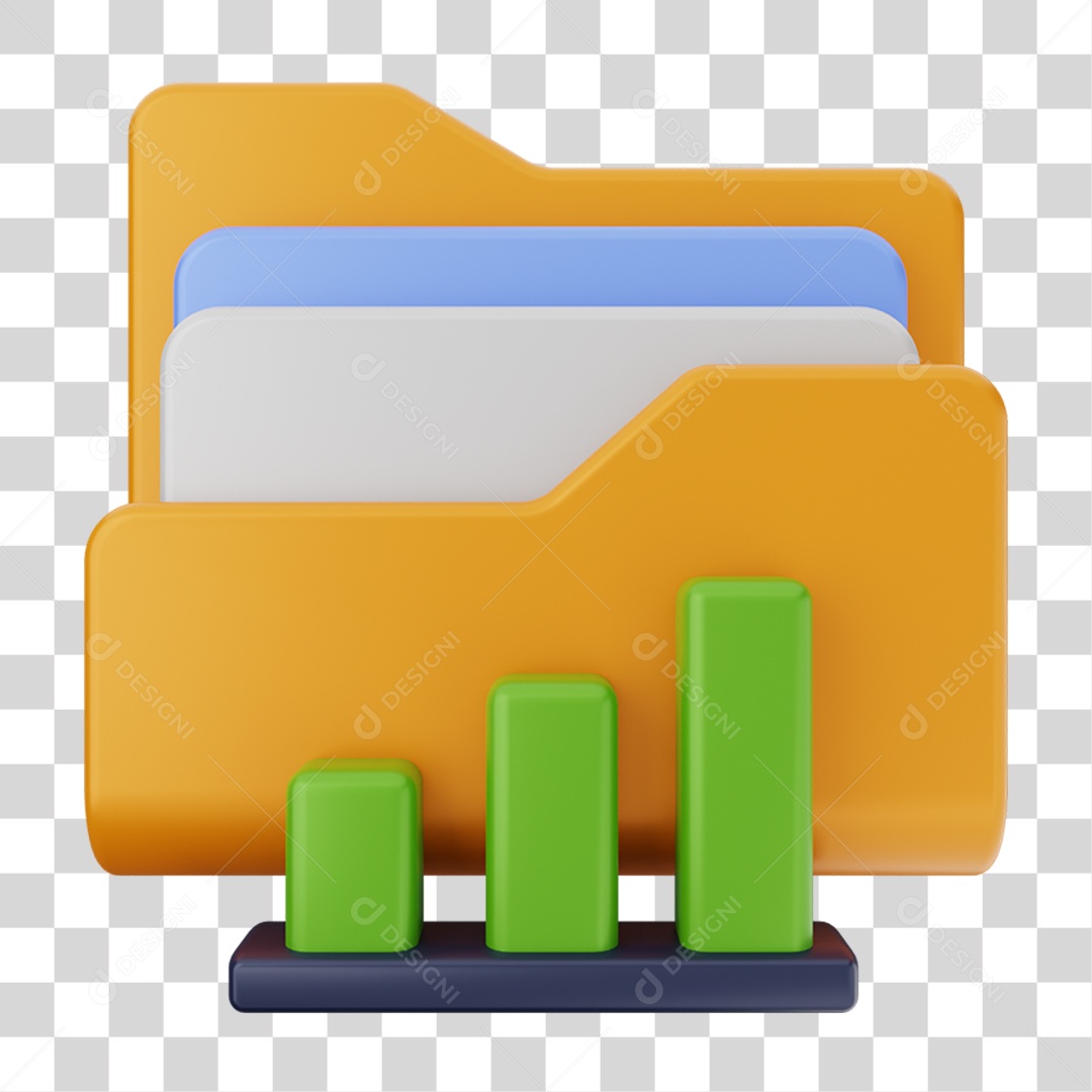 Elemento 3D Pasta de Arquivo Gráficos Para Composição PNG Transparente