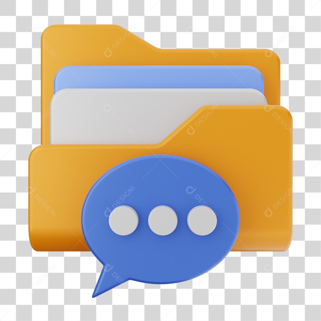 Elemento 3D Pasta de Arquivo Mensagem Para Composição PNG Transparente