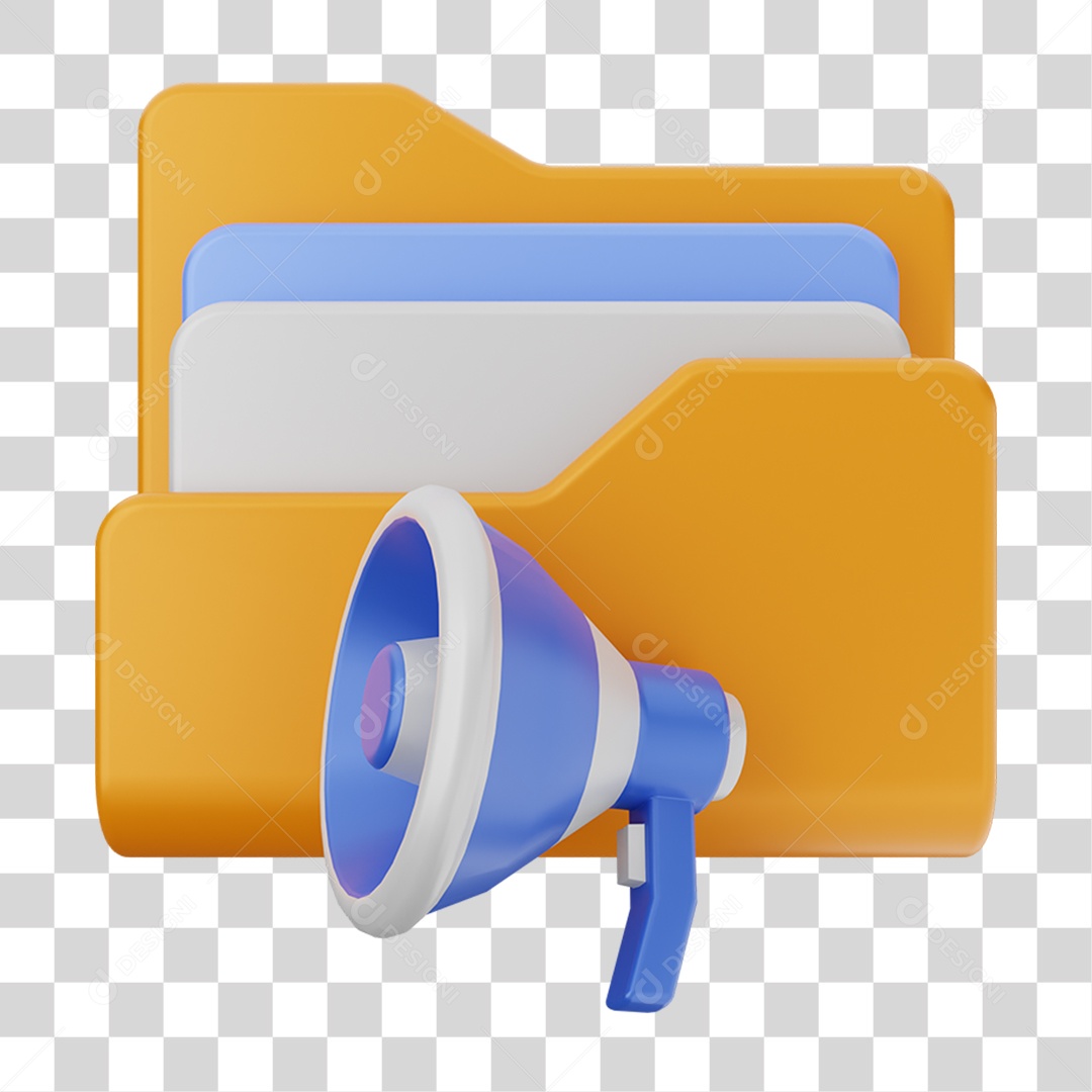 Elemento 3D Pasta de Arquivo Alto Falante Para Composição PNG Transparente