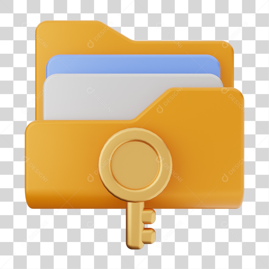 Elemento 3D Pasta de Arquivo Chave Para Composição PNG Transparente