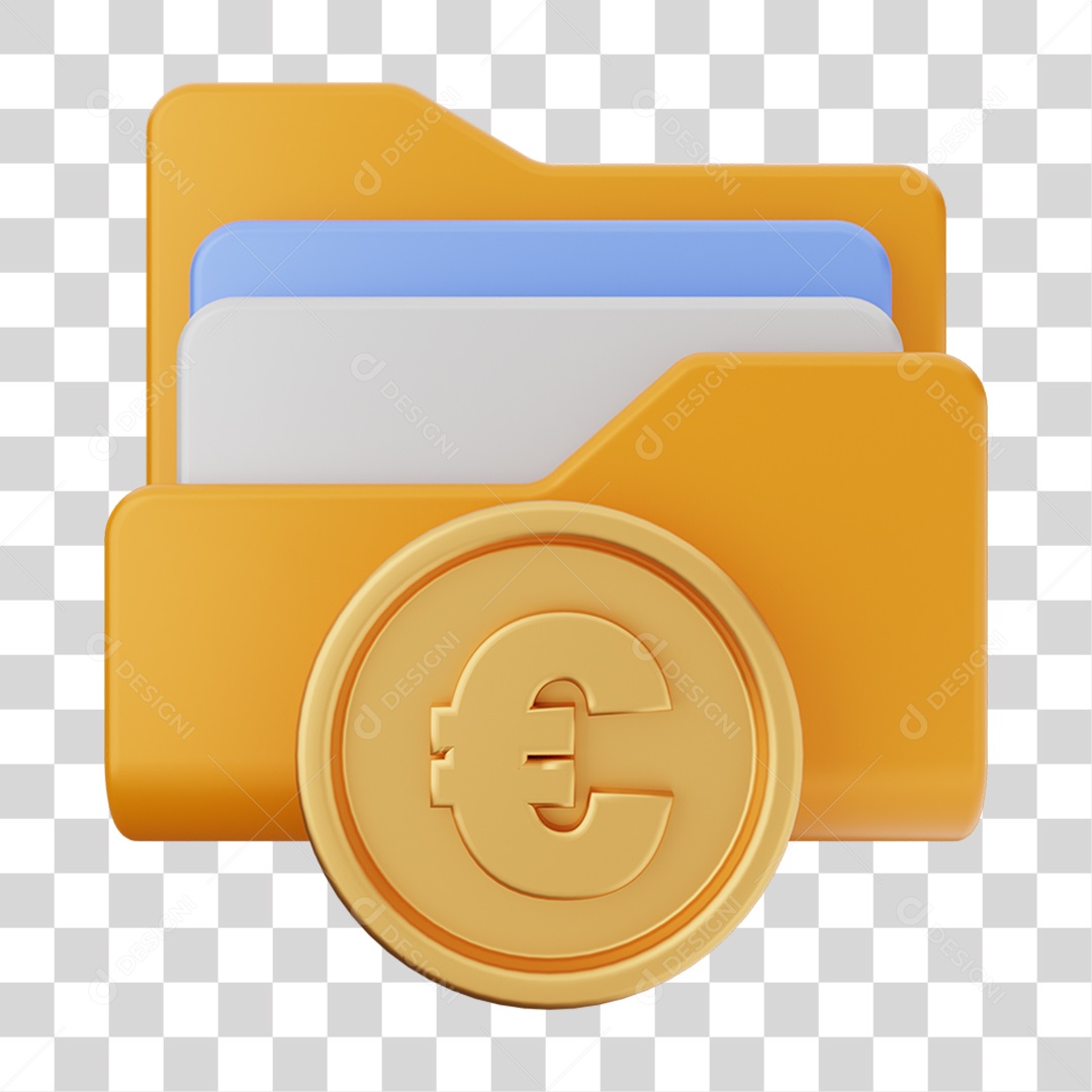 Elemento 3D Pasta de Arquivo Moeda Virtual Para Composição PNG Transparente