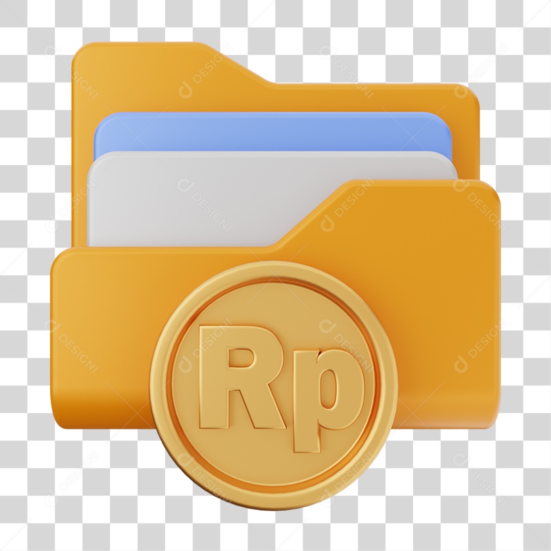 Elemento 3D Pasta de Arquivo Moeda Virtual Para Composição PNG Transparente