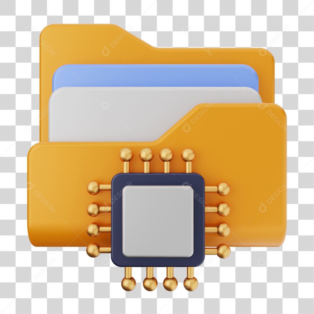 Elemento 3D Pasta de Arquivo Chip Para Composição PNG Transparente
