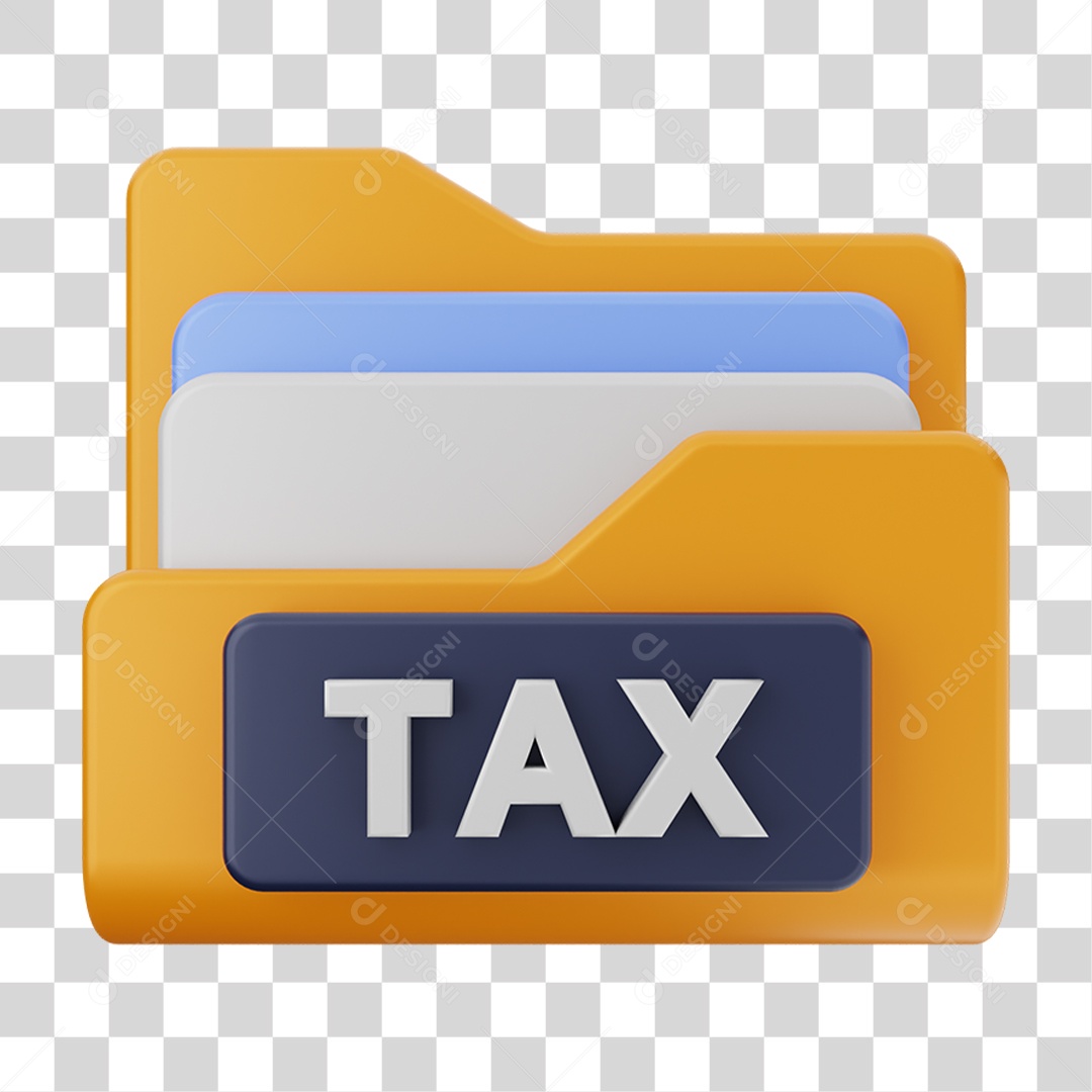 Elemento 3D Pasta de Arquivo TAX Para Composição PNG Transparente