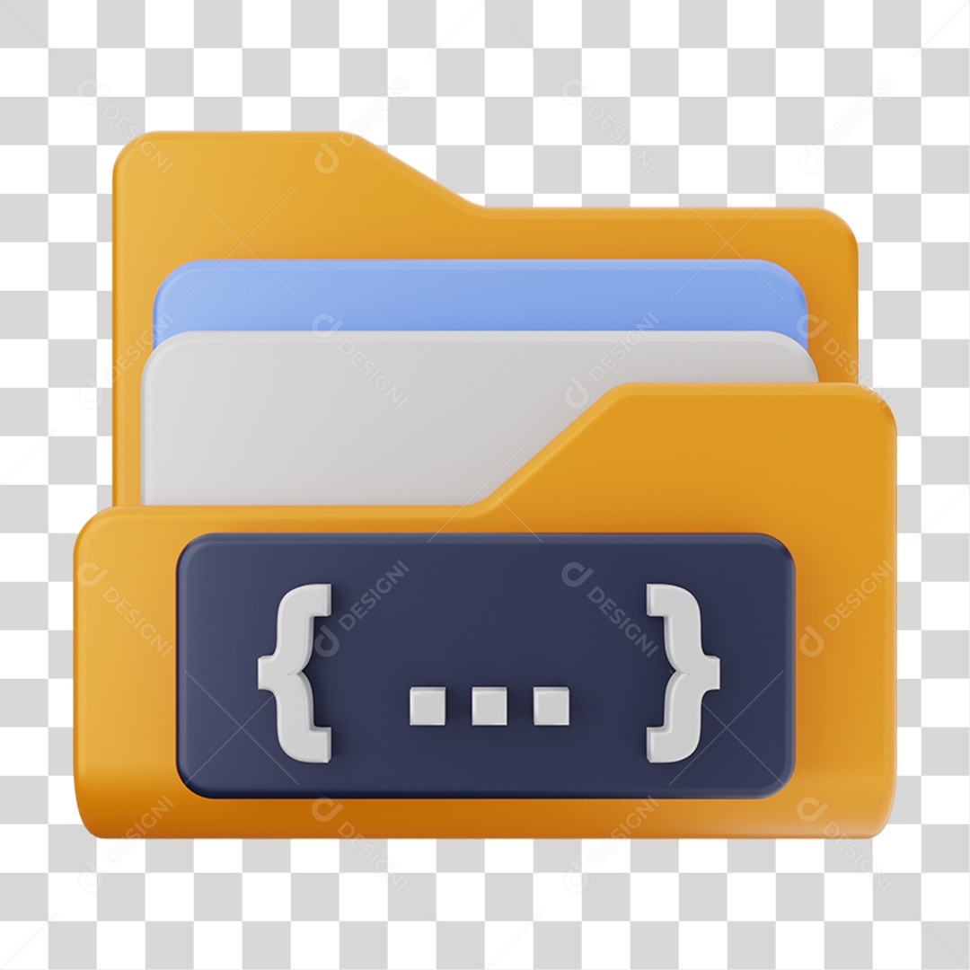 Elemento 3D Pasta de Arquivo Teclas de Computador Para Composição PNG Transparente