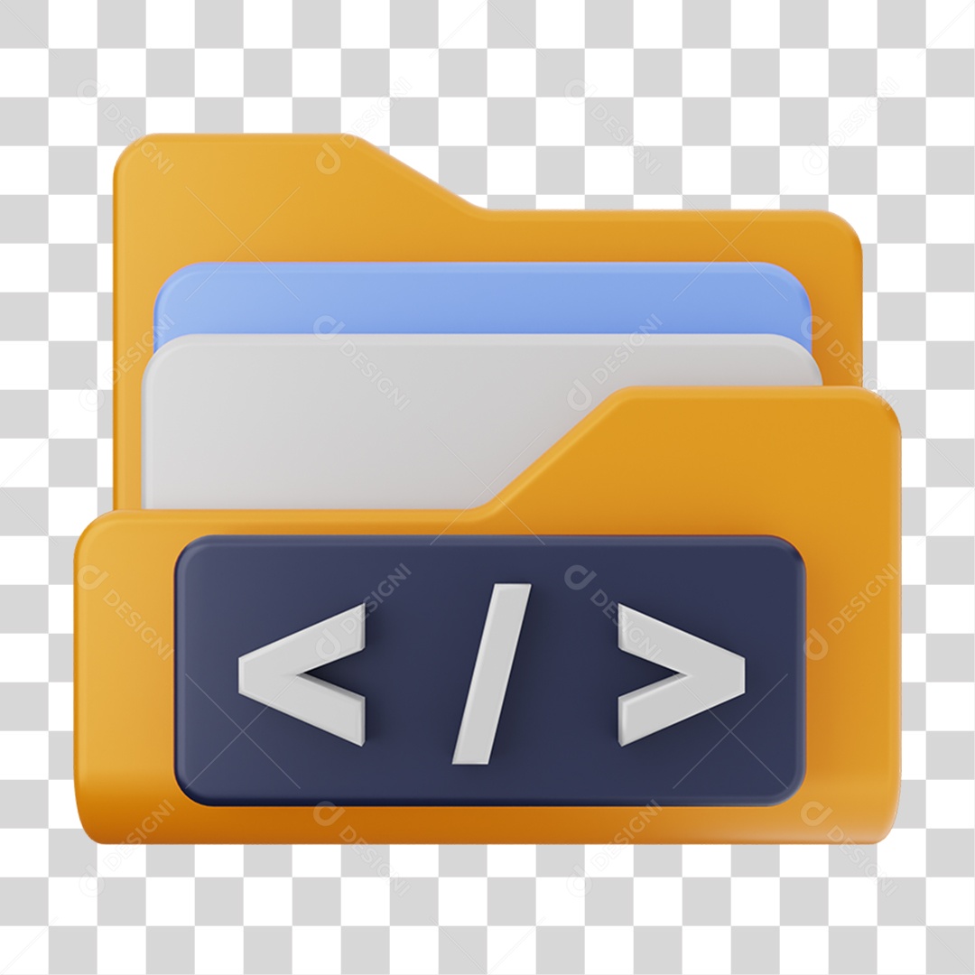 Elemento 3D Pasta de Arquivo Tecla de Computador Para Composição PNG Transparente