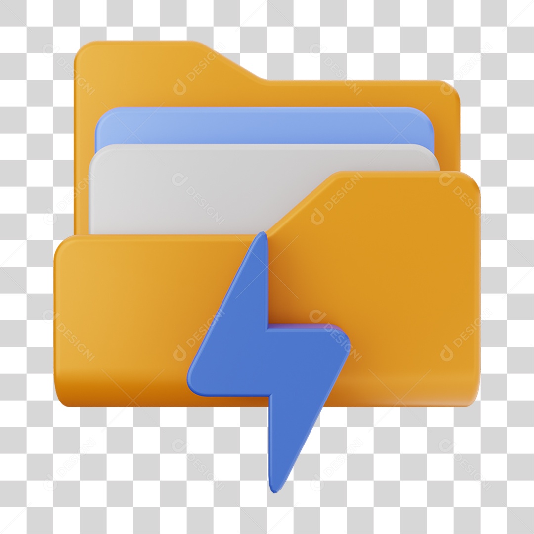 Elemento 3D Pasta de Arquivo Raio Para Composição PNG Transparente