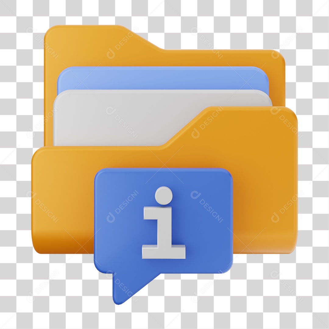 Elemento 3D Pasta de Arquivo Mensagem Para Composição PNG Transparente