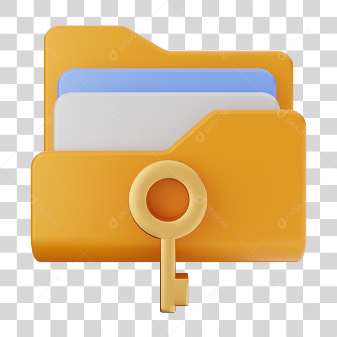 Elemento 3D Pasta de Arquivo Chave Para Composição PNG Transparente