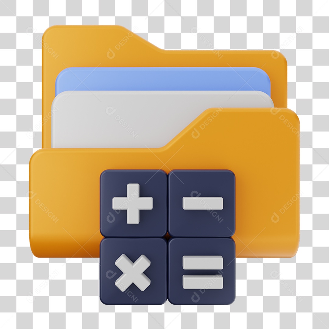 Elemento 3D Pasta de Arquivo Calculadora Para Composição PNG Transparente