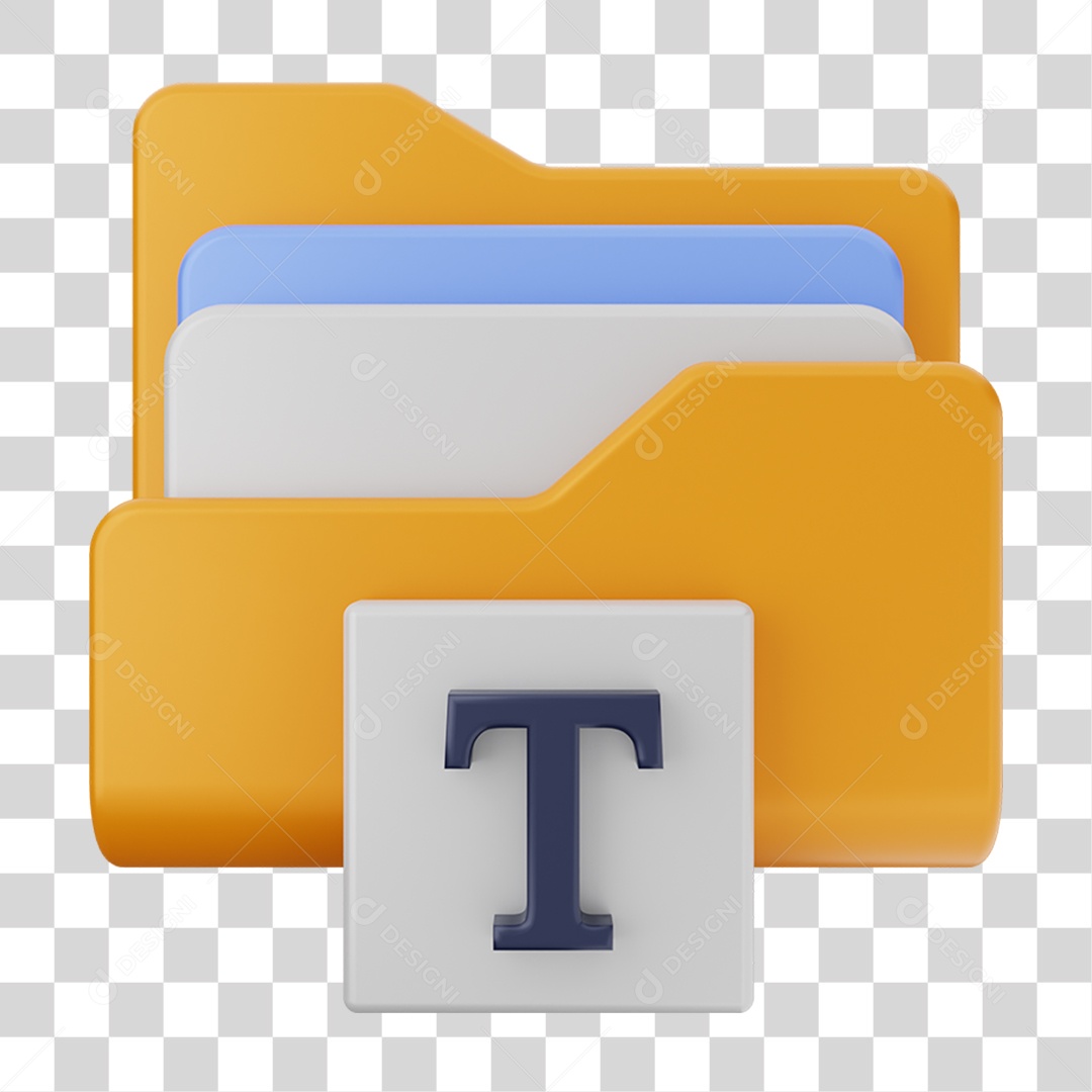 Elemento 3D Pasta de Arquivo Tecla T Para Composição PNG Transparente