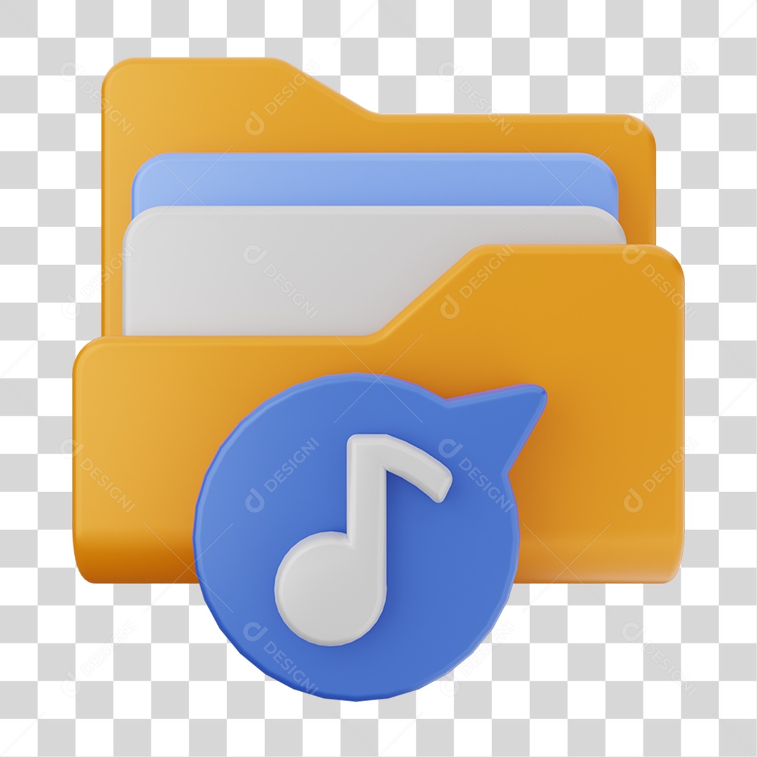 Elemento 3D Pasta de Arquivo Símbolo de Músicas Para Composição PNG Transparente