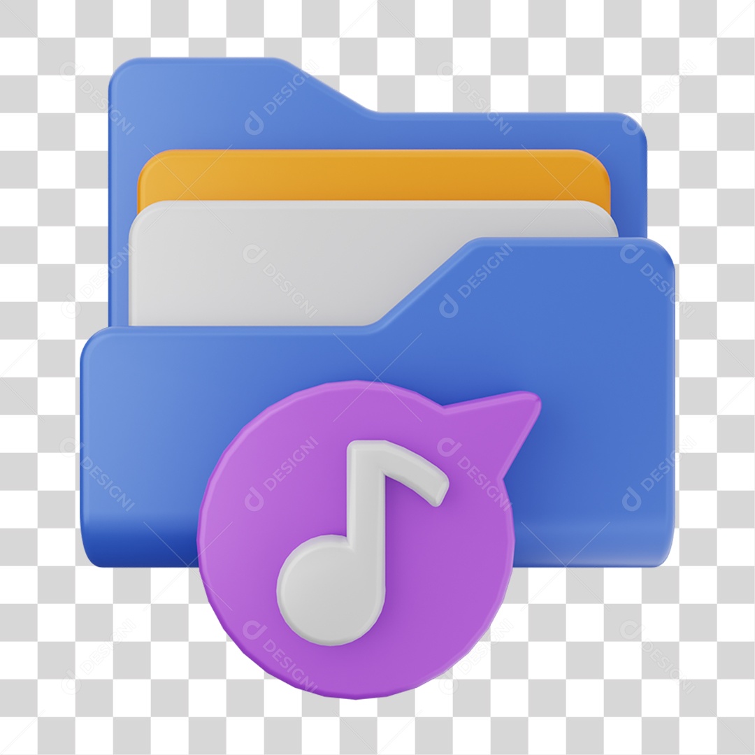 Elemento 3D Pasta de Arquivo Sinal de Músicas Para Composição PNG Transparente