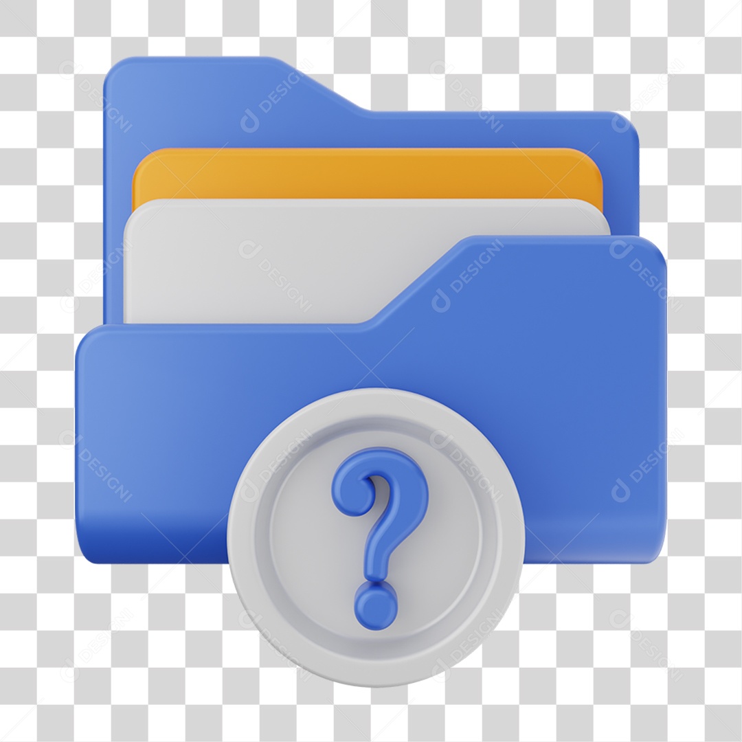 Elemento 3D Pasta de Arquivo Sinal de Interrogação Para Composição PNG Transparente
