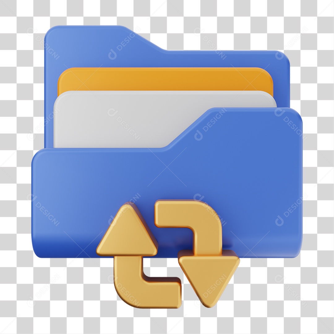 Elemento 3D Pasta de Arquivo Setas de Retorno Para Composição PNG Transparente
