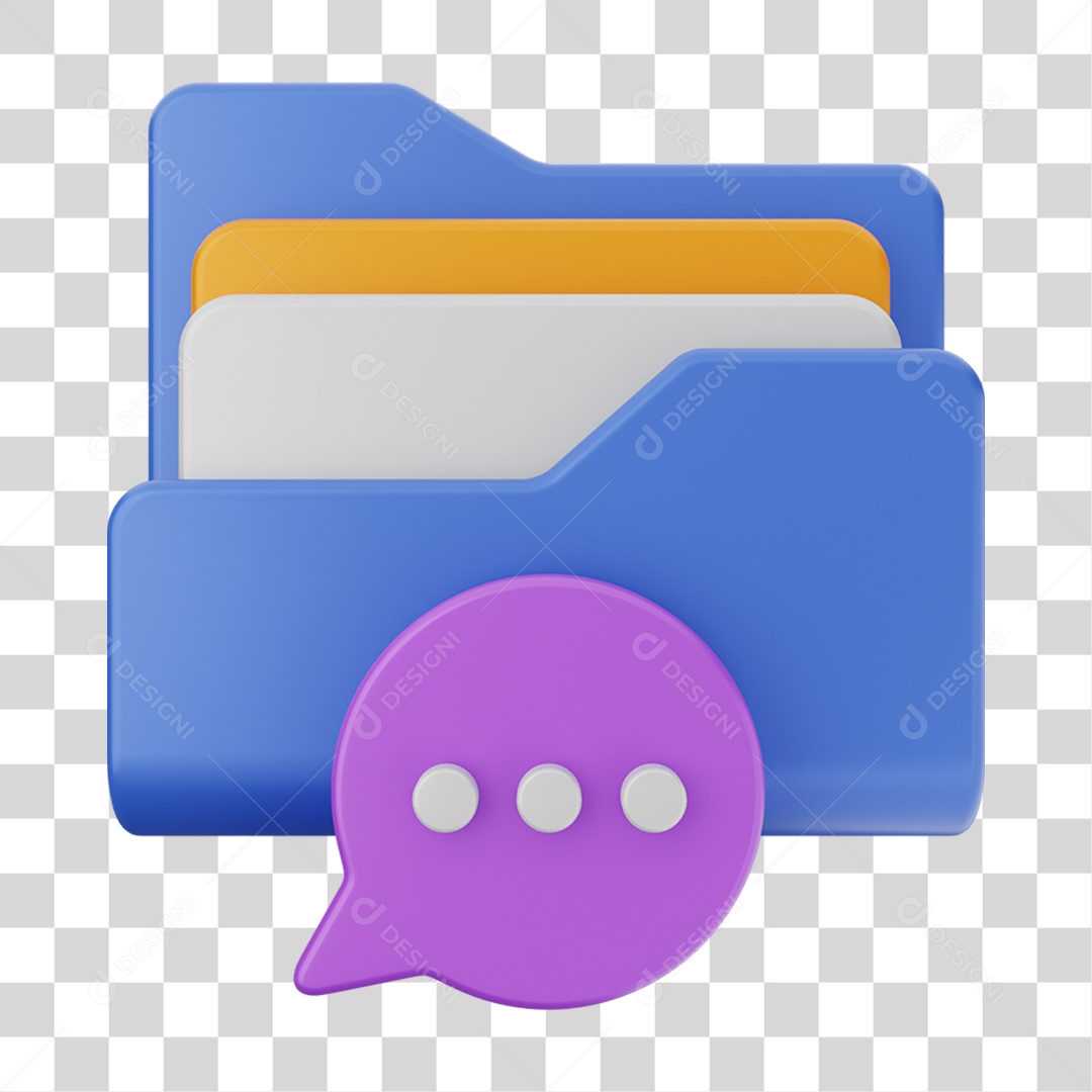 Elemento 3D Pasta de Arquivo Mensagem Para Composição PNG Transparente