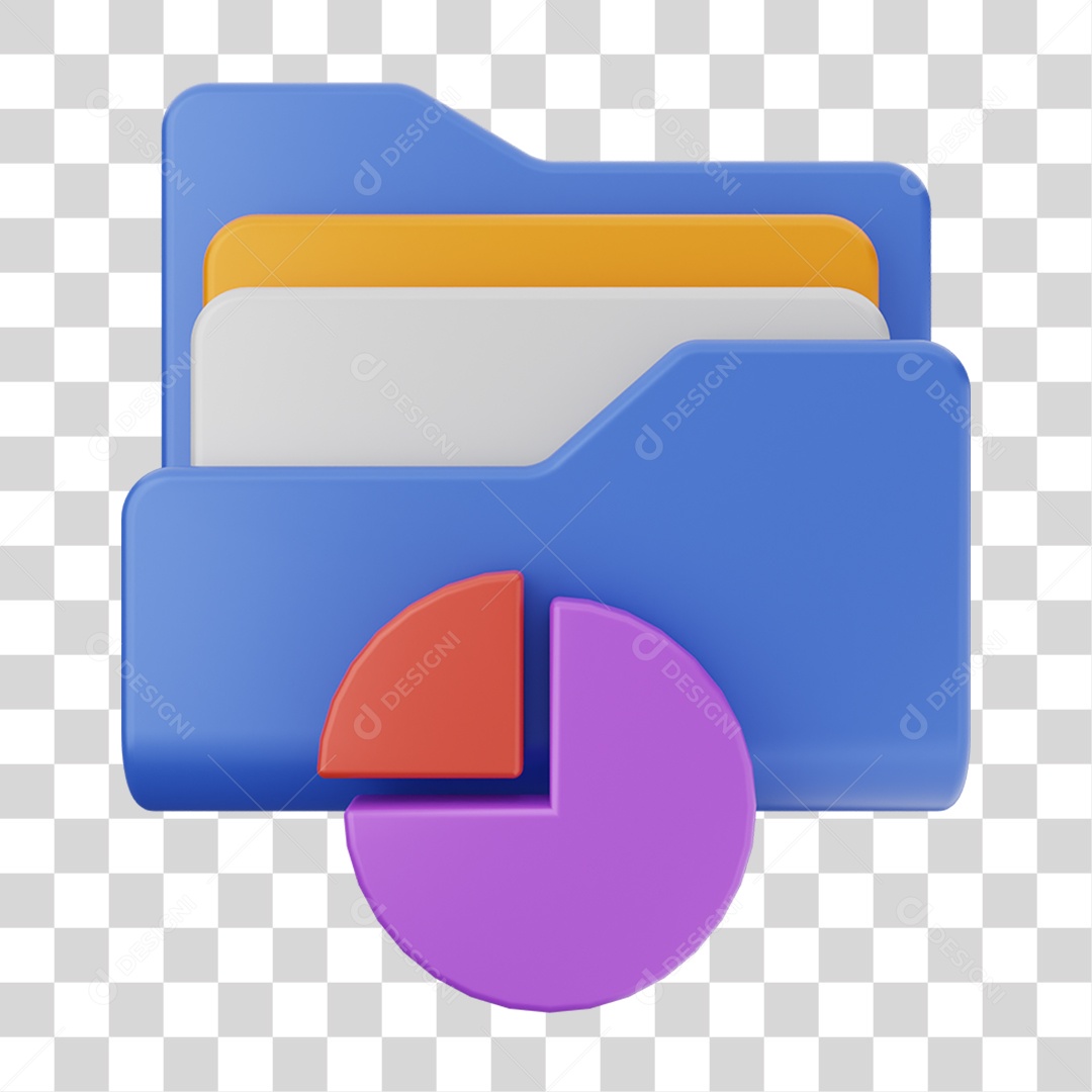 Elemento 3D Pasta de Arquivo Gráficos Para Composição PNG Transparente