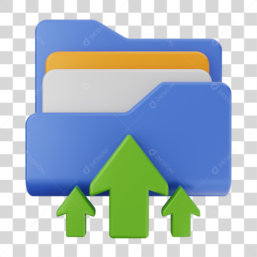 Elemento 3D Pasta de Arquivo Setas para Cima Para Composição PNG Transparente