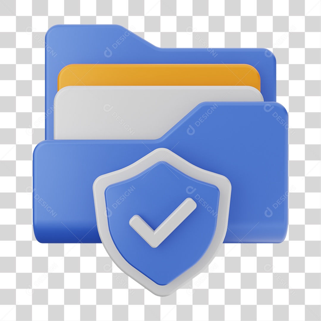 Elemento 3D Pasta de Arquivo Escudo Para Composição PNG Transparente