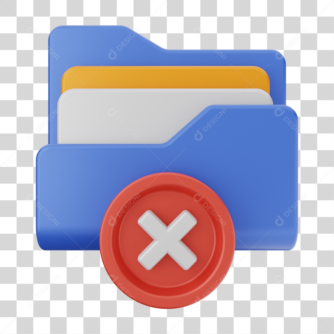 Elemento 3D Pasta de Arquivo Selo Negativo Para Composição PNG Transparente