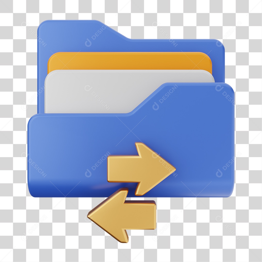 Elemento 3D Pasta de Arquivo Setas Para Composição PNG Transparente