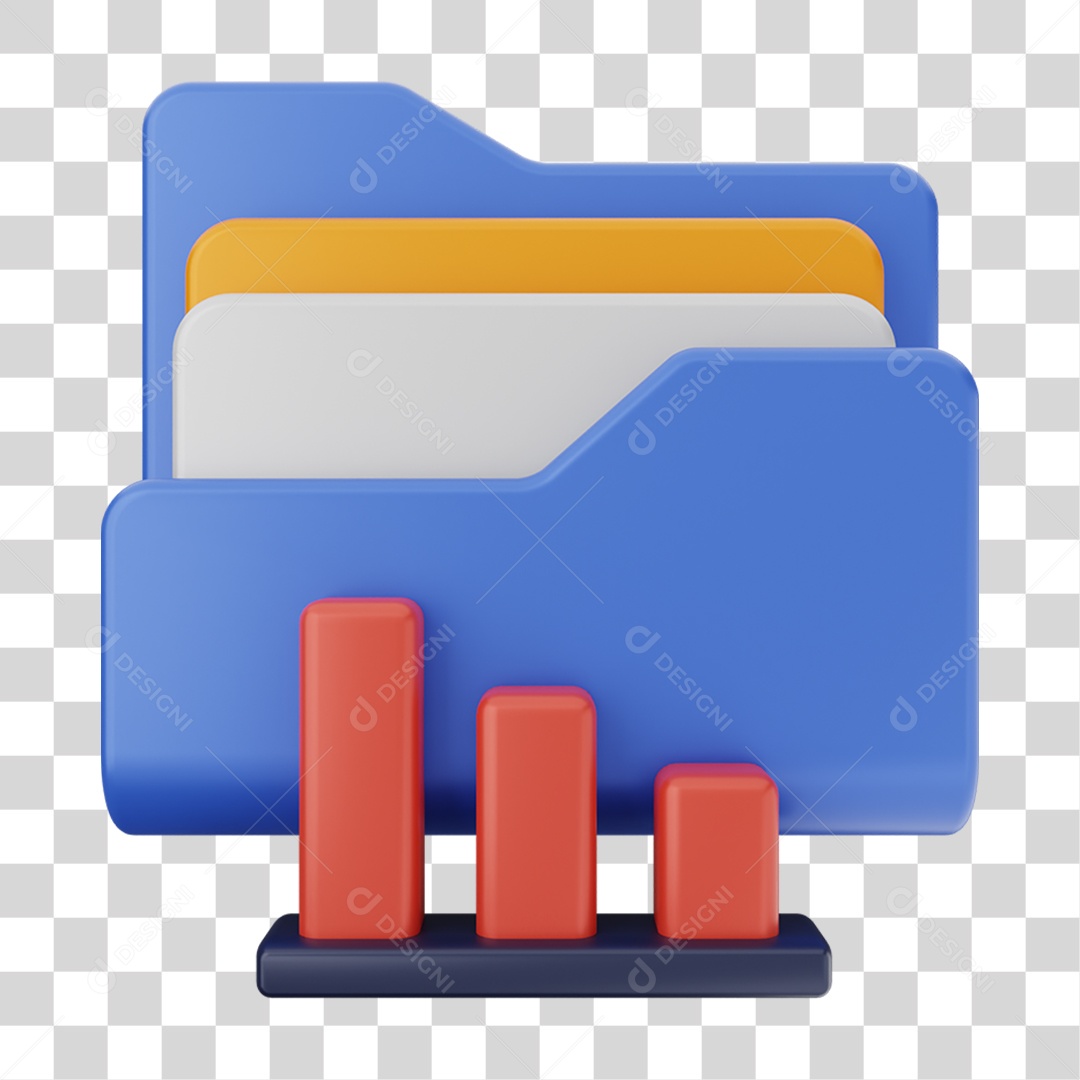 Elemento 3D Pasta de Arquivo Gráficos Para Composição PNG Transparente