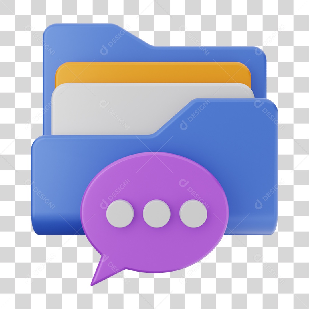 Elemento 3D Pasta de Arquivo Mensagem Para Composição PNG Transparente