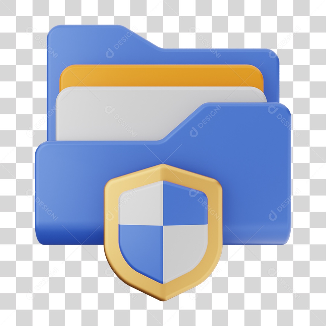 Elemento 3D Pasta de Arquivo Escudo Para Composição PNG Transparente