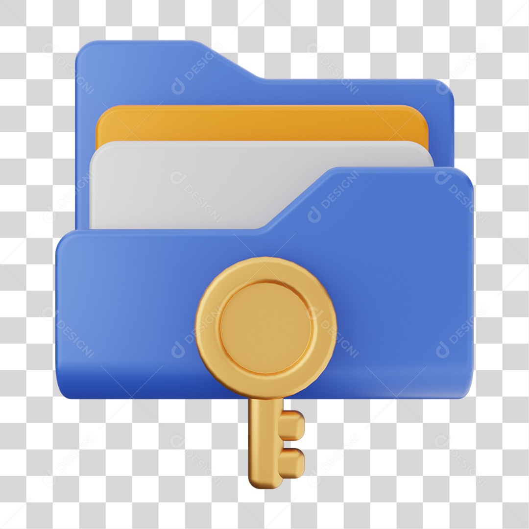 Elemento 3D Pasta de Arquivo Chave Para Composição PNG Transparente