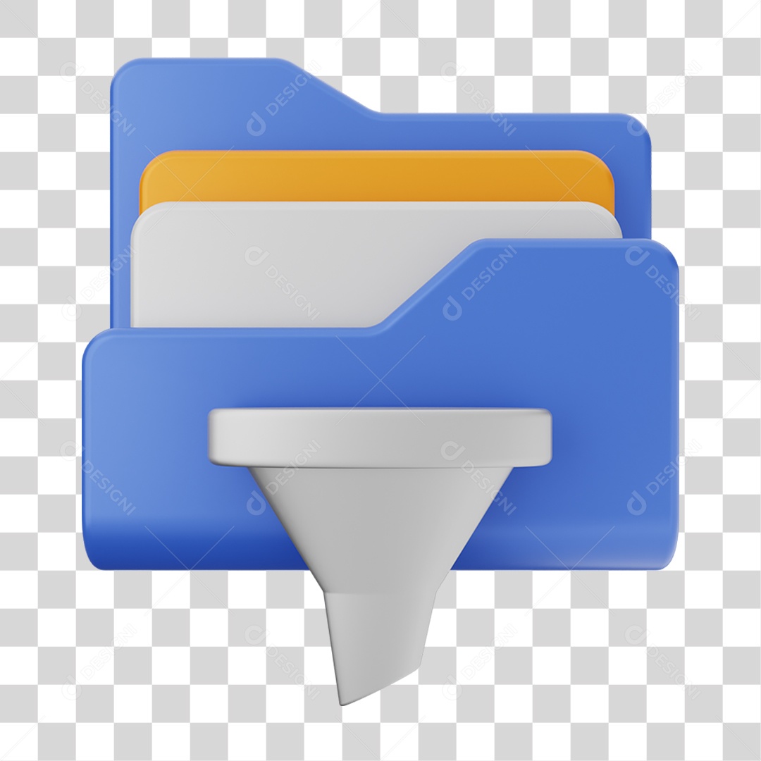 Elemento 3D Pasta de Arquivo Funil Para Composição PNG Transparente