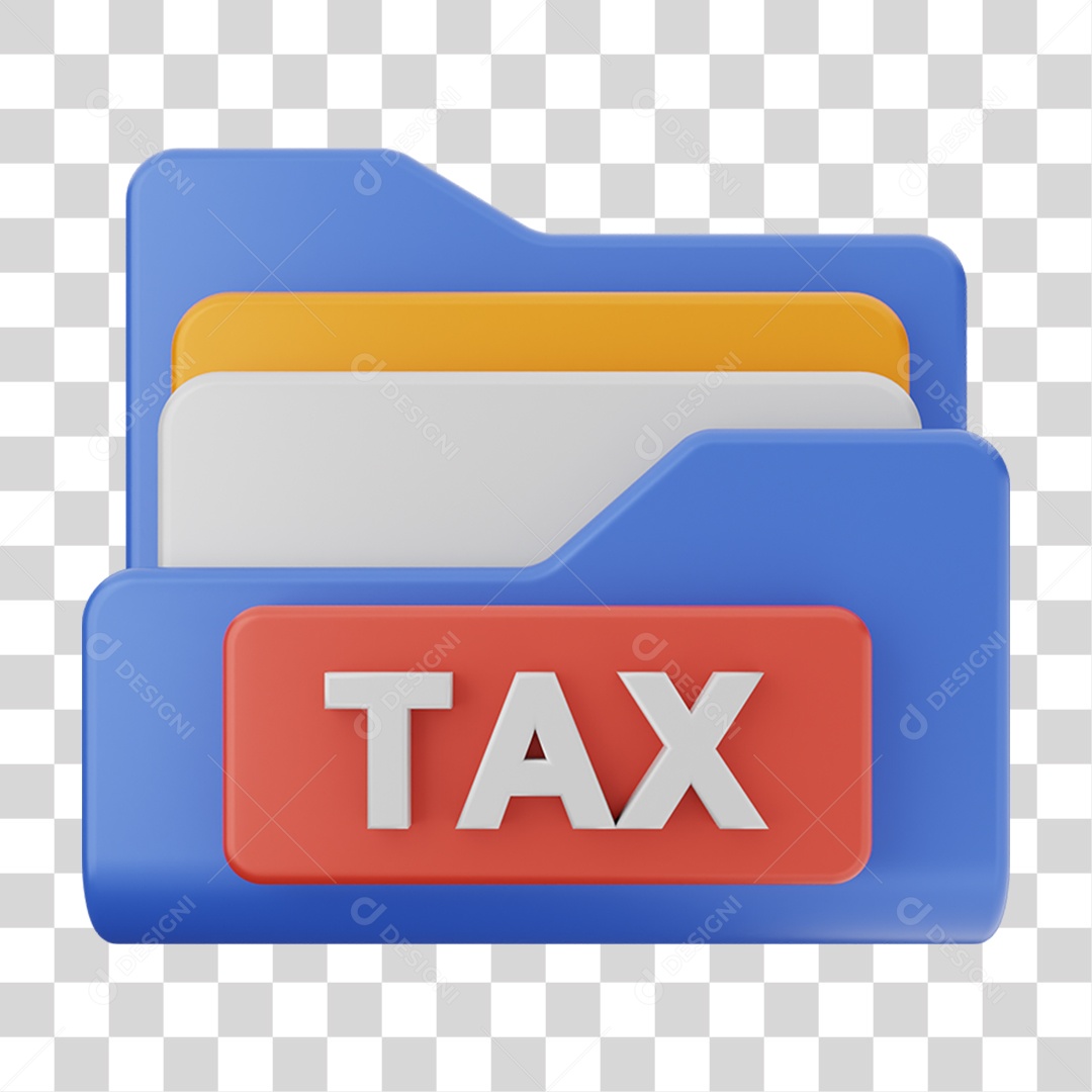 Elemento 3D Pasta de Arquivo TAX Para Composição PNG Transparente