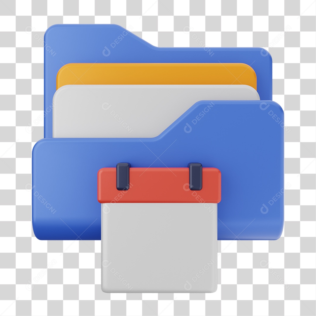 Elemento 3D Pasta de Arquivo Calendário Para Composição PNG Transparente