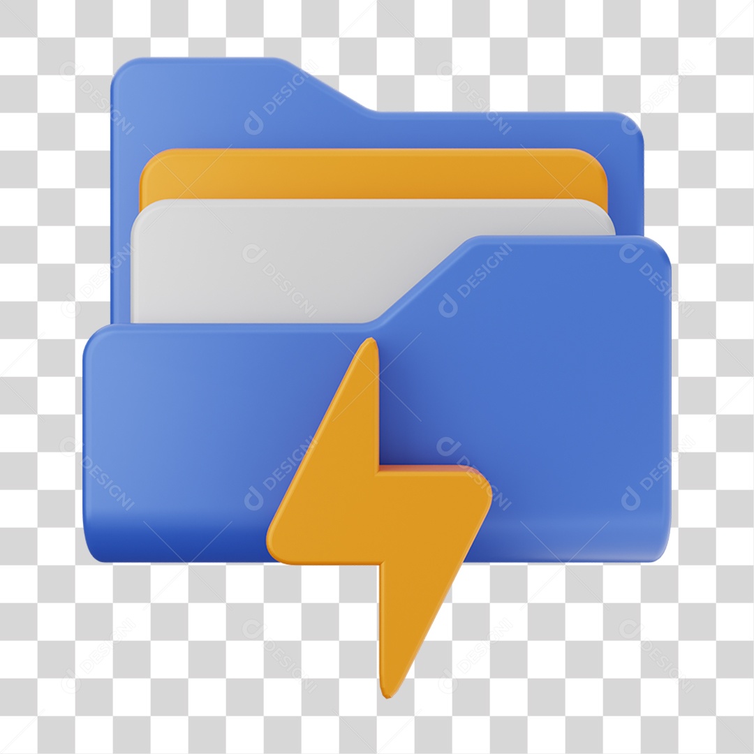 Elemento 3D Pasta de Arquivo Raio Para Composição PNG Transparente