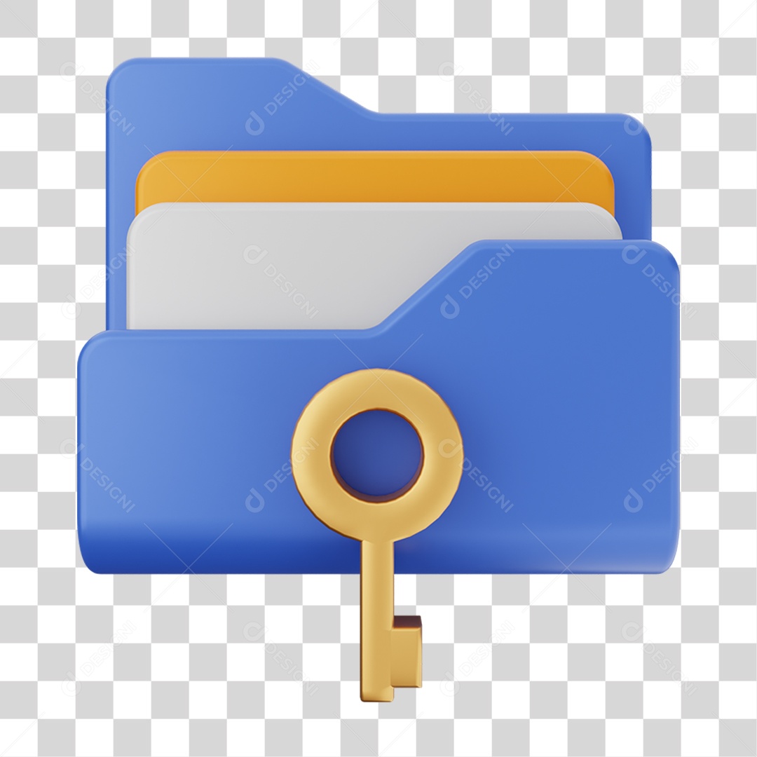 Elemento 3D Pasta de Arquivo Chave Para Composição PNG Transparente