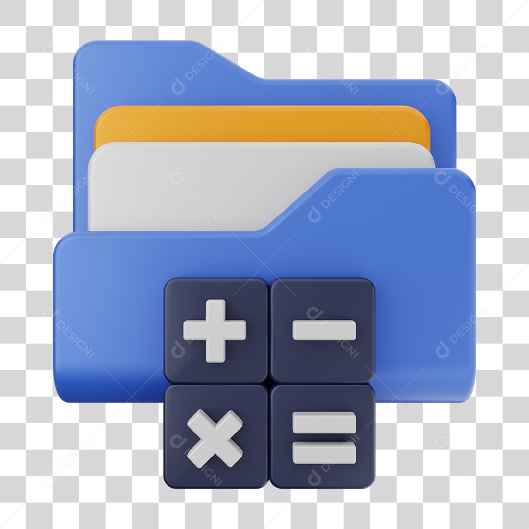 Elemento 3D Pasta de Arquivo Calculadora Para Composição PNG Transparente
