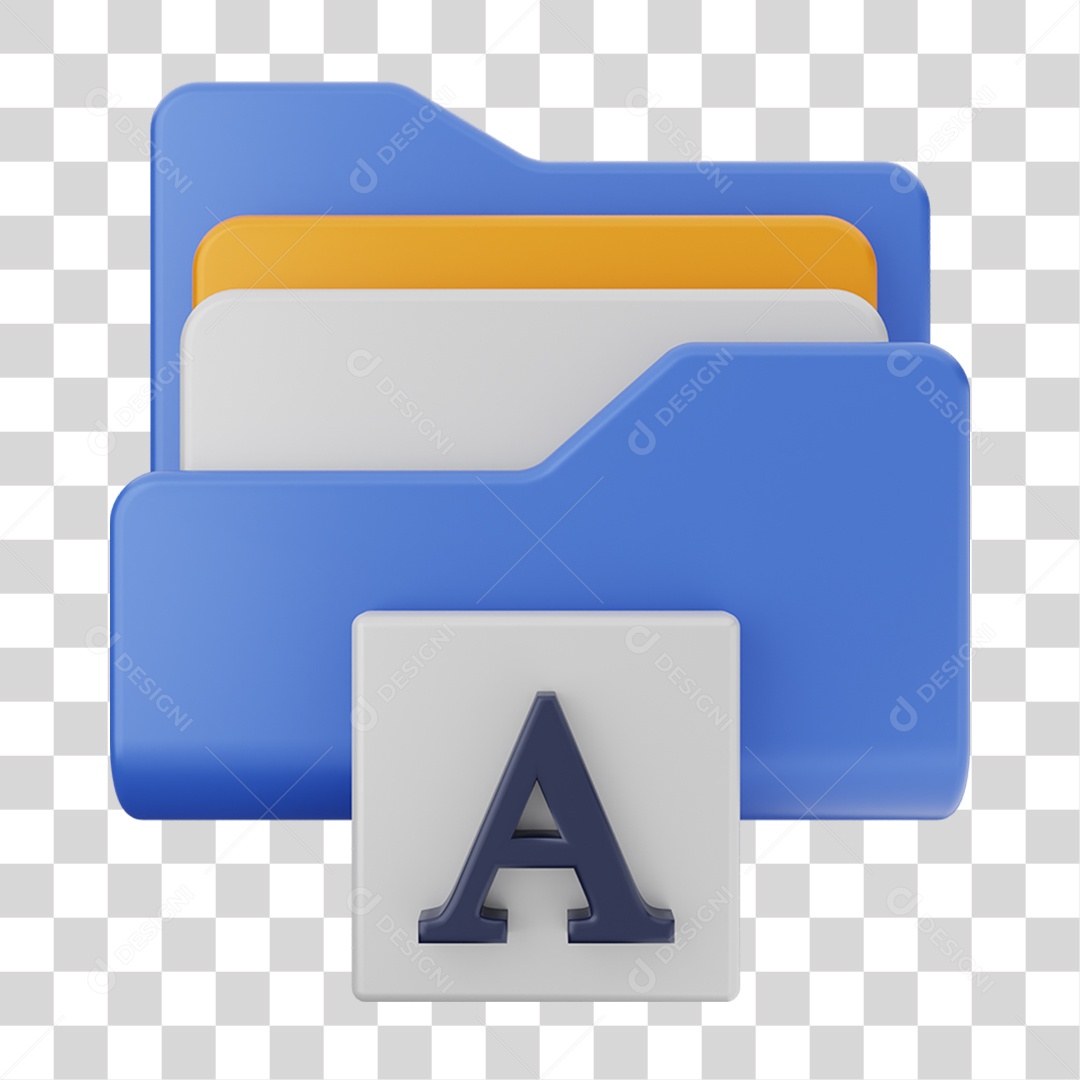 Elemento 3D Pasta de Arquivo Tecla A Para Composição PNG Transparente