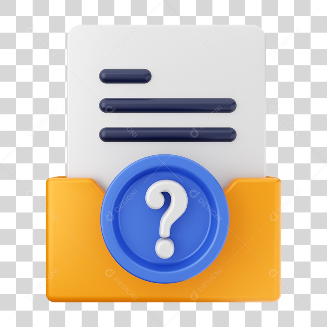 Elemento 3D Pasta de Arquivo Símbolo de Interrogação Para Composição PNG Transparente