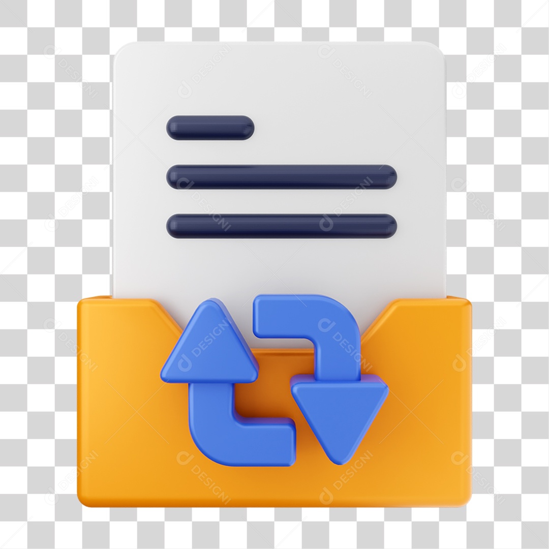 Elemento 3D Pasta de Arquivo Setas Para Composição PNG Transparente