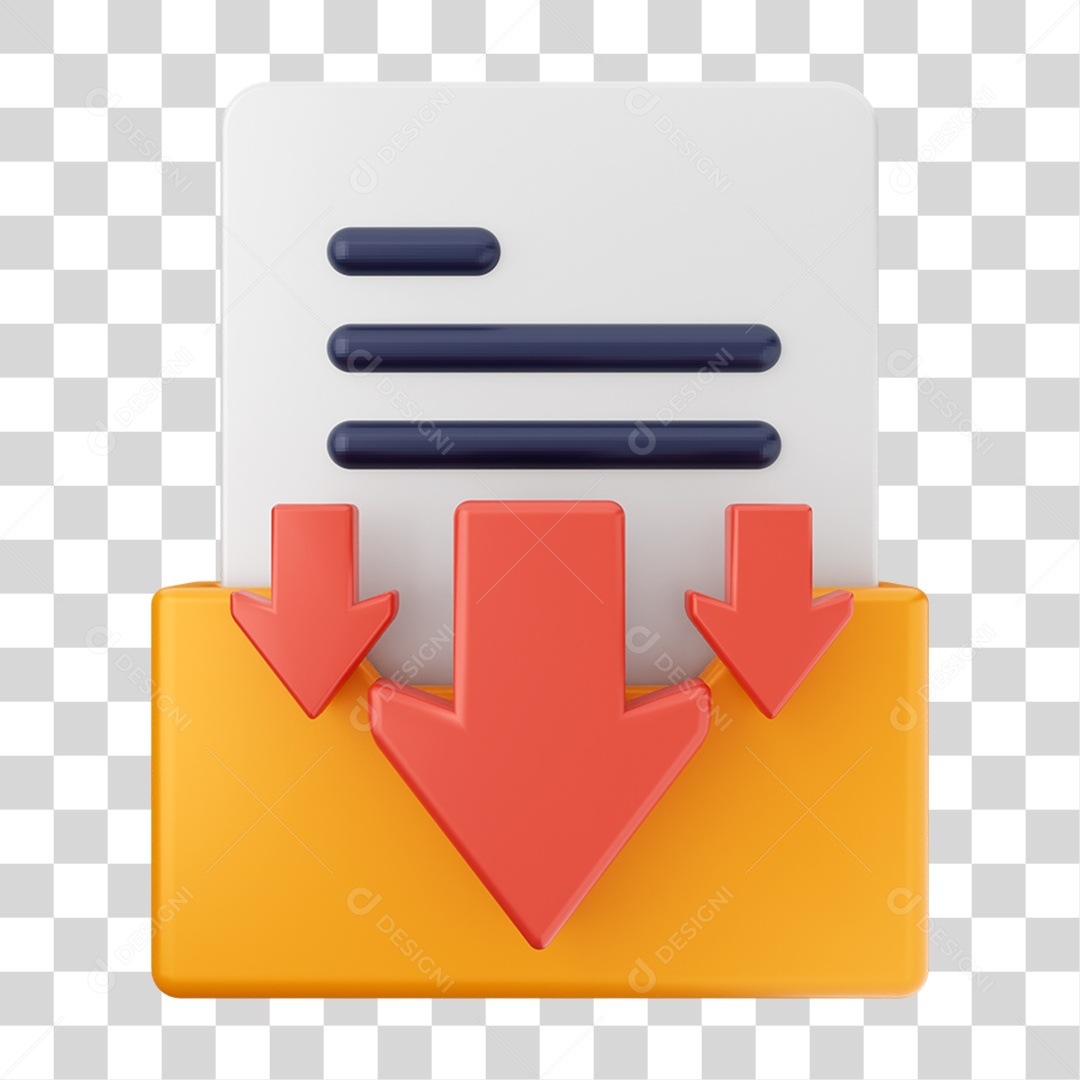 Elemento 3D Pasta de Arquivo Gráficos Para Composição PNG Transparente