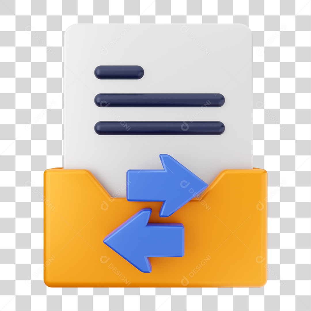 Elemento 3D Pasta de Arquivo Setas Para Composição PNG Transparente