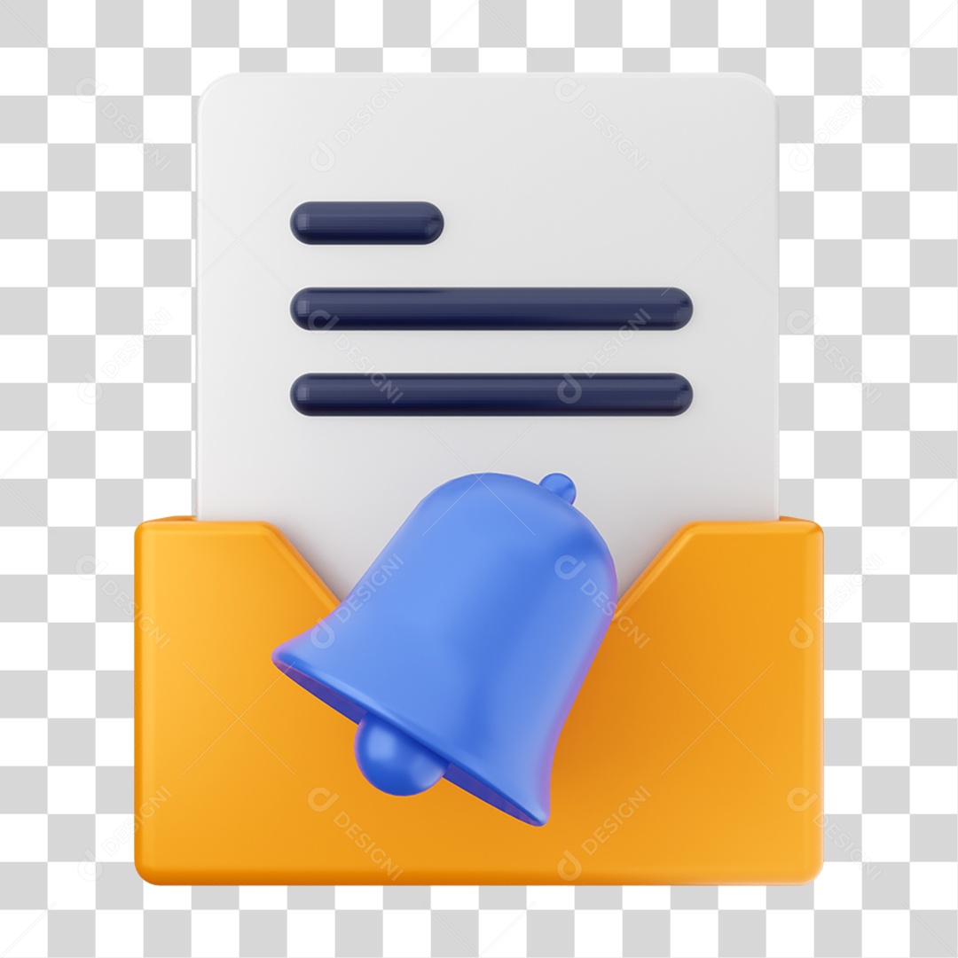 Elemento 3D Pasta de Arquivo Sino Para Composição PNG Transparente