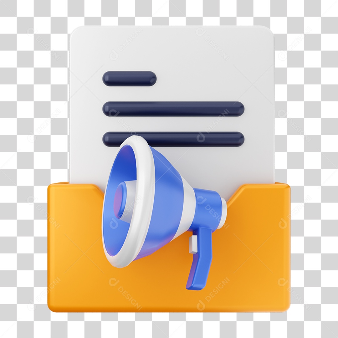 Elemento 3D Pasta de Arquivo Alto Falante Para Composição PNG Transparente