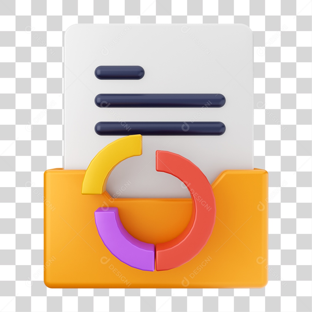 Elemento 3D Pasta de Arquivo Gráficos Para Composição PNG Transparente