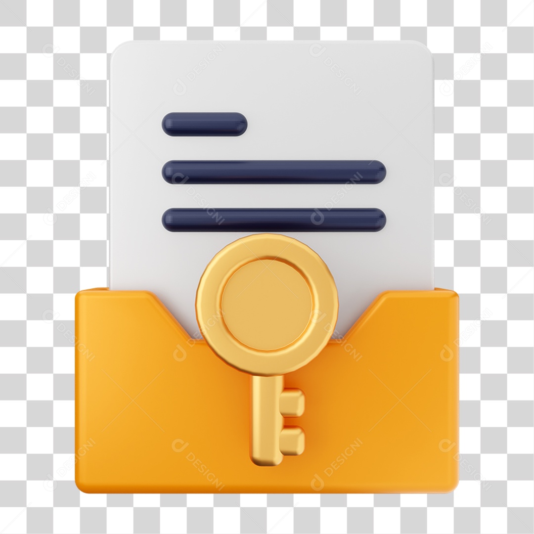 Elemento 3D Pasta de Arquivo Chave Para Composição PNG Transparente
