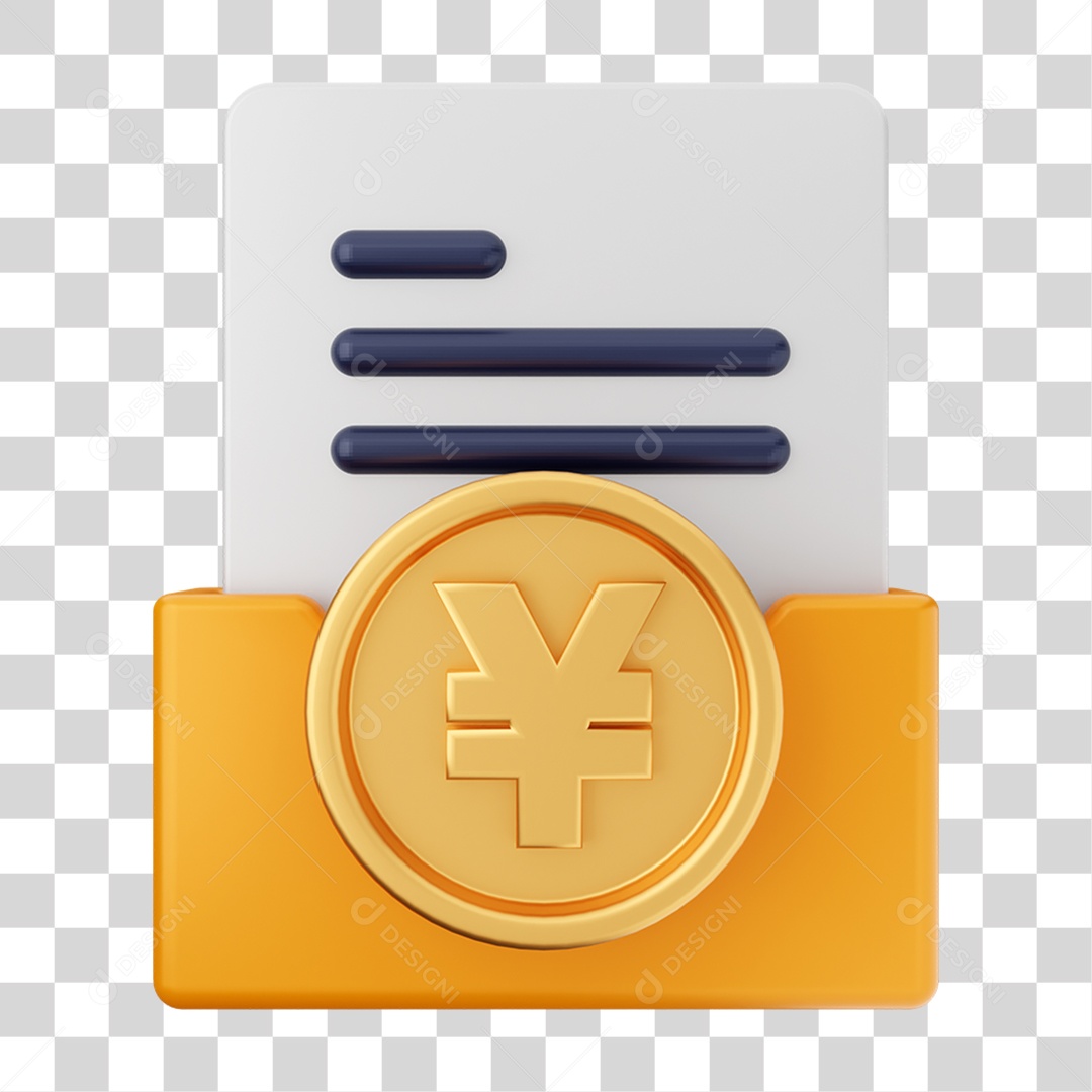 Elemento 3D Pasta de Arquivo Moeda Virtual Para Composição PNG Transparente