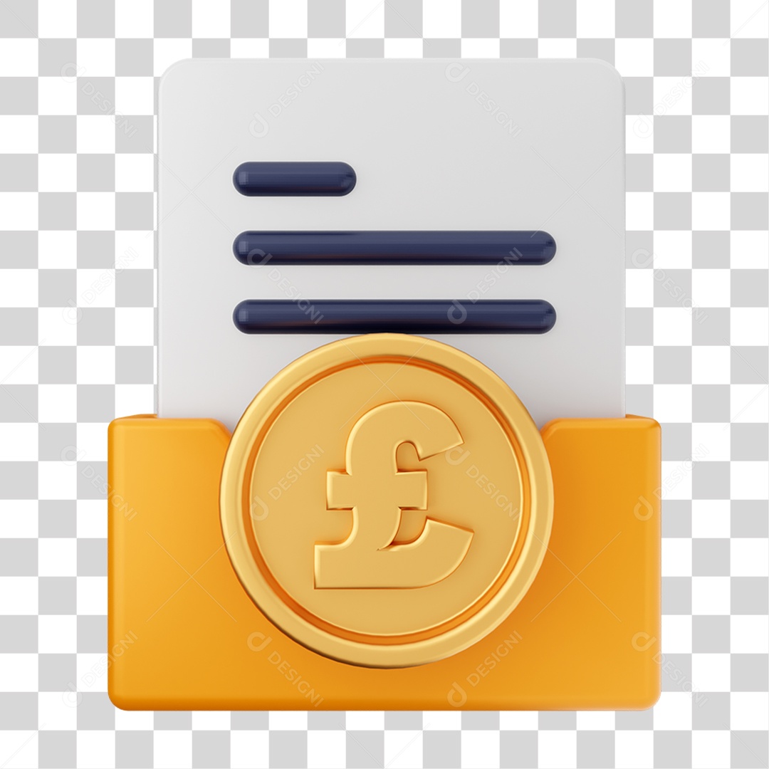 Elemento 3D Pasta de Arquivo Moeda Virtual Para Composição PNG Transparente