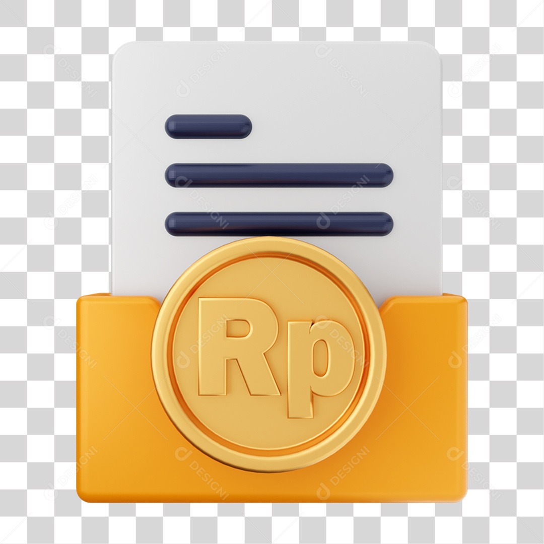 Elemento 3D Pasta de Arquivo Moeda Virtual Para Composição PNG Transparente