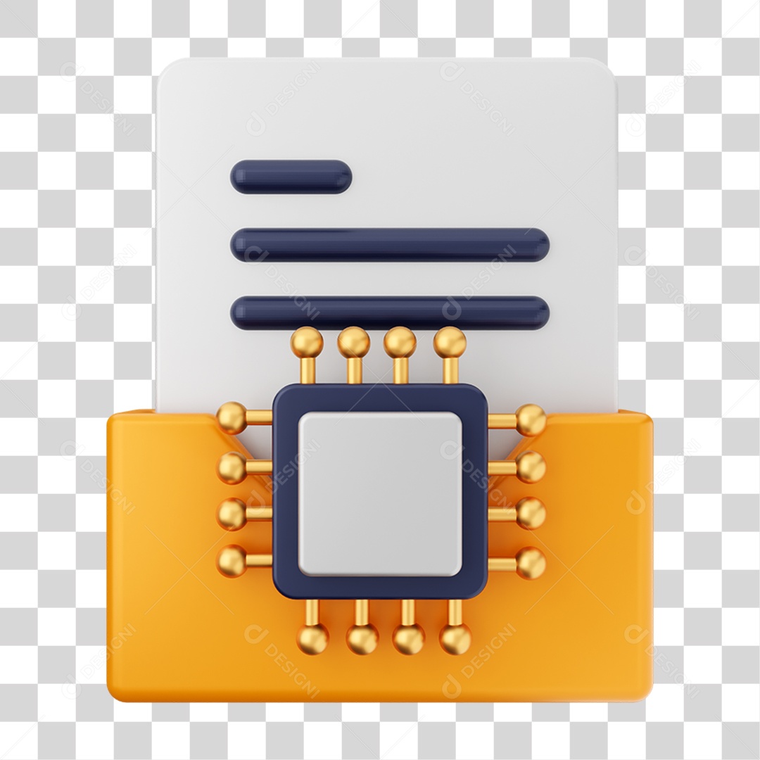Elemento 3D Pasta de Arquivo Chip Para Composição PNG Transparente
