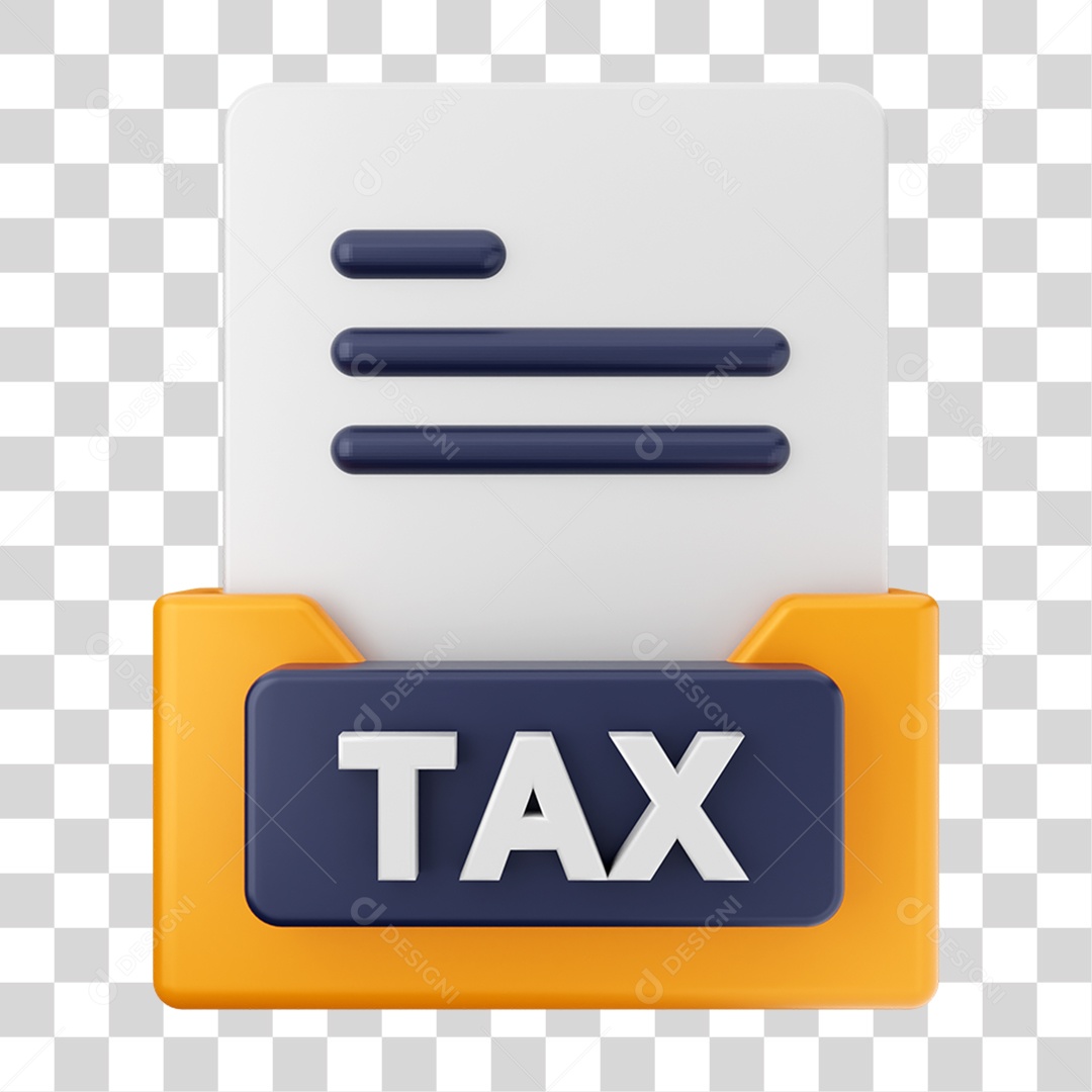 Elemento 3D Pasta de Arquivo TAX Para Composição PNG Transparente