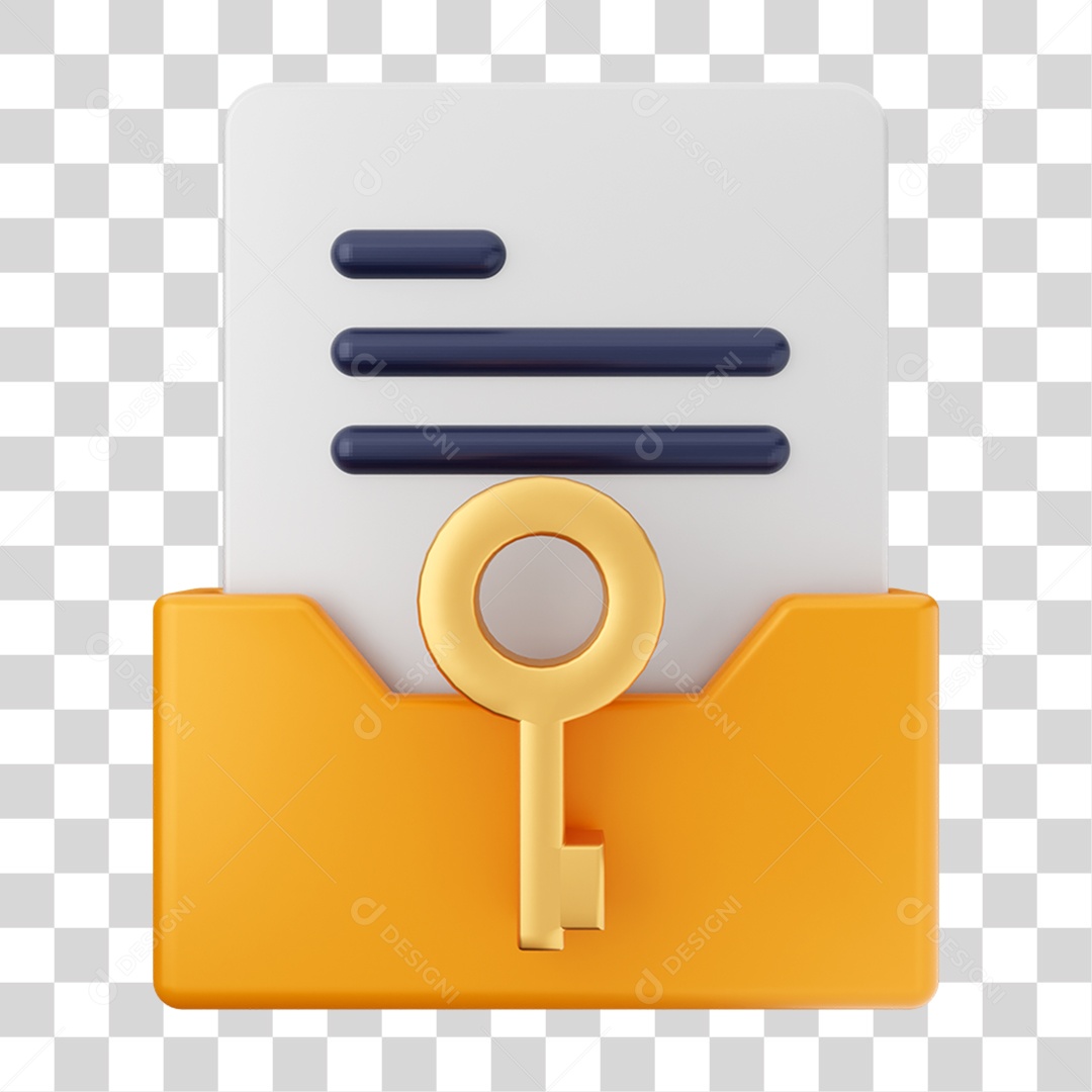 Elemento 3D Pasta de Arquivo Chave Para Composição PNG Transparente